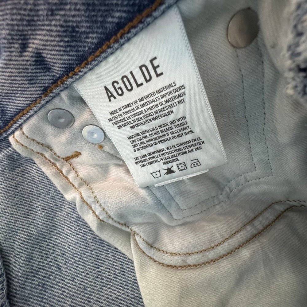 AGOLDE‎ Jeans 90's High Rise Pinch Waist Straight Button Fly 24 Raw Hem 26" - Picture 11 of 13